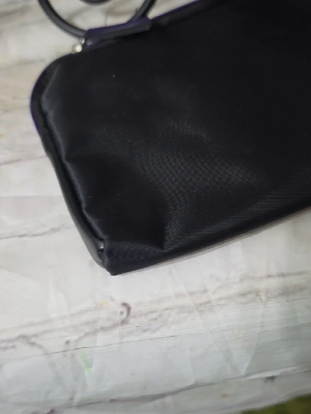 Tumi For Delta Black Nylon Toiletry Pouch with Purple Zipper Trim